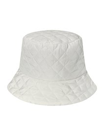Fashion White Polyester Down Quilted Checkerboard Bucket Hat