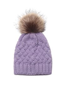 Fashion Lavender Purple Acrylic Knit Pom Pom Hat