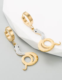 Fashion Serpentine Titanium Diamond Snake Panel Earrings