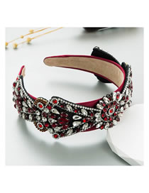 Fashion Red Fabric Diamond Wide-brimmed Headband