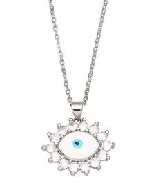 Fashion Silver Bronze Diamond Eye Necklace