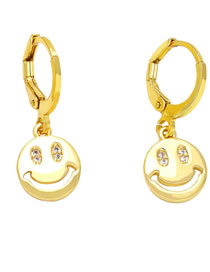 Fashion B Copper Diamond Geometric Smiley Earrings