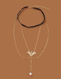 Fashion Gold Alloy Geometric Pearl Bat Chain Body Chain