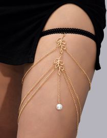 Fashion Gold Alloy Geometric Chain Tassel Leaf Body Chain
