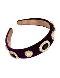 Fashion Dark Purple Fabric Alloy Diamond Pearl Headband