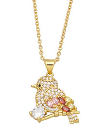 Fashion Bird Copper And Diamond Bird Necklace