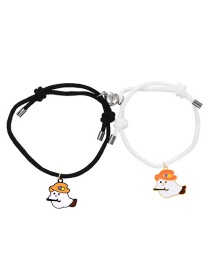 Fashion Color Alloy Drip Oil Halloween Hat Little Ghost Love Magnetic Black And White Woven Bracelet