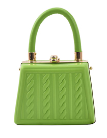 Fashion Green Pu Twist Embossed Trapezoid Crossbody Bag