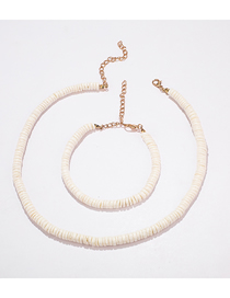 Fashion 8546 Gold Round Shell Set Alloy Geometric Round Beaded Necklace Bracelet Set