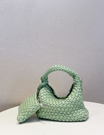 Fashion Mint Green Pu Braided Large Capacity Diagonal Letter Bag