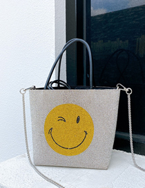 Fashion Silver Rhinestone Smiley Large Capacity Shoulder Bag