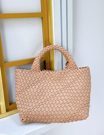 Fashion Apricot Solid Color Woven Large Capacity Tote