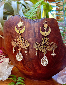 Fashion Gold Resin Crystal Star Moon Bee Earrings
