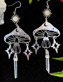 Fashion Silver Alloy Irregular Crystal Hollow Mushroom Earrings