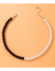 Fashion Silver Black And White Pearl Beaded Necklace