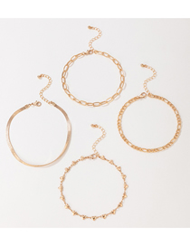 Fashion Gold Alloy Geometric Love Snake Bone Chain Chain Anklet Set