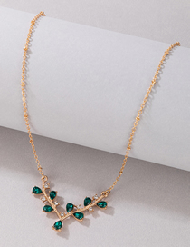 Fashion Gold Alloy Diamond Leaf Necklace