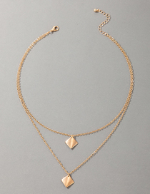 Fashion Gold Alloy Geometric Diamond Double Layer Necklace