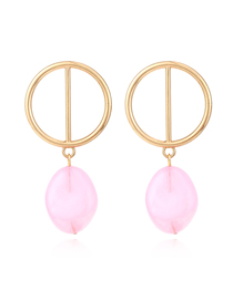 Fashion Gold Resin Drop Geometric Round Stud Earrings