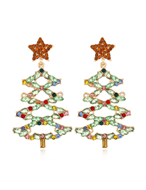 Fashion Suit Alloy Diamond Hollow Christmas Tree Stud Earrings