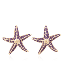 Fashion Purple Alloy Drop Oil Starfish Stud Earrings