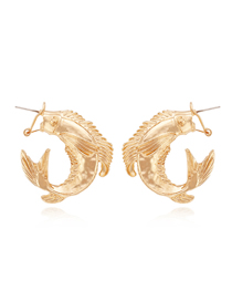 Fashion Gold Alloy Fish-shaped Three-dimensional Relief Earrings