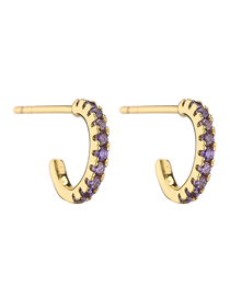 Fashion Purple 1 Pair Copper Inlaid Zirconium C-shaped Earrings