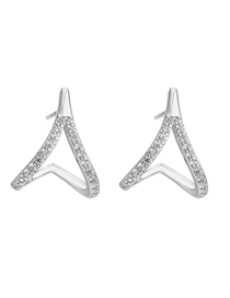 Fashion 1 Pair Of White Gold Two Rings Geometric Zirconium Stud Earrings