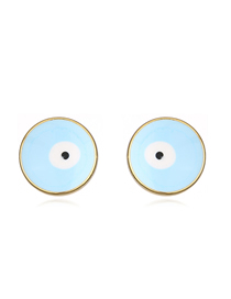 Fashion Sky Blue Copper Drop Oil Eye Stud Earrings