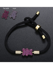 Fashion 1 Black Geometric Diamond Bear Cord Braided Bracelet