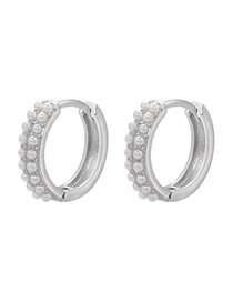 Fashion 1 Pair Of White Gold Brass Gold Plated Pearl Round Earrings