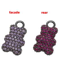 Fashion Small Rose/purple Bronze Diamond Two Tone Bear Diy Ornament Accessories