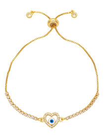 Fashion C Brass Inlaid Zirconium Claw Chain Love Eye Pull Bracelet