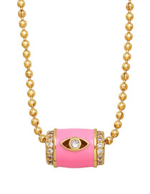 Fashion Pink Bronze Diamond Eye Drop Oil Small Waist Necklace