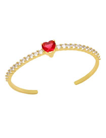 Fashion Red Bronze Zirconium Heart Open Bracelet