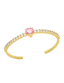 Fashion Pink Bronze Zirconium Heart Open Bracelet