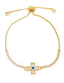 Fashion A Brass Diamond Cross Pull Bracelet