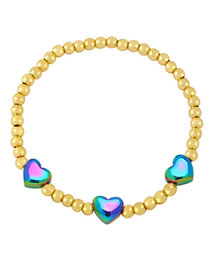 Fashion D Gold Plated Copper Beaded Heart Bracelet