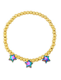 Fashion E Gold Plated Copper Beaded Star Bracelet