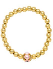 Fashion Pink Gold Plated Copper Beaded Oil Eye Bracelet With Diamonds