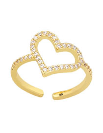 Fashion B Bronze Zirconium Open Heart Open Ring