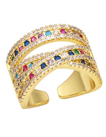 Fashion A Brass Set Fancy Zirconium Geometric Open Ring