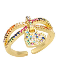Fashion A Brass Zirconium Heart Open Ring