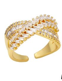 Fashion A Brass Set Zirconium Cross Open Ring