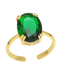 Fashion Green Slipper Oval Zirconium Ring