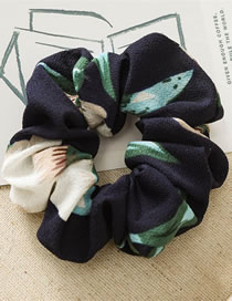 Fashion Type B Navy Blue Fabric Floral Pleated Hair Tie