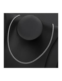 Fashion Platinum 55cm Titanium Steel Gold Plated Geometric Chain Necklace