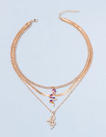 Fashion Gold Alloy Diamond Snake Bone Chain Multilayer Necklace