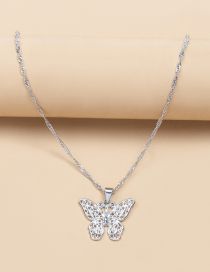 Fashion Silver Alloy Openwork Butterfly Necklace