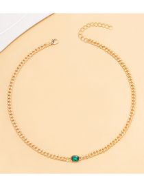 Fashion Gold Alloy Set Square Emerald Necklace